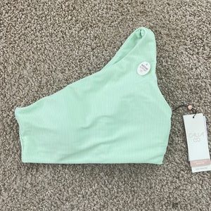 NWT Calia One Shoulder Pistachio Green Bikini Top Size Small